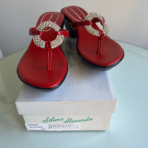 Athena Alexander Sabrina Red Patent Wedges Size 8M - Picture 2 of 6
